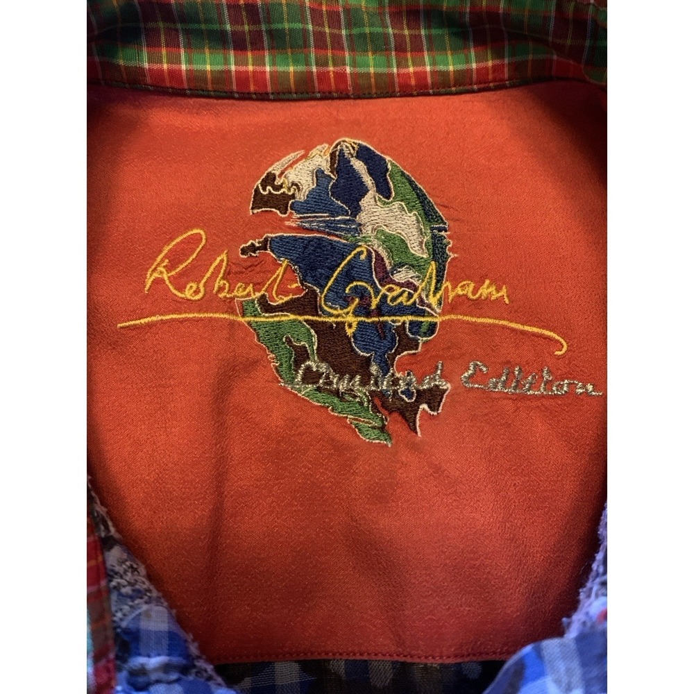 Robert Graham Blue Floral Camo Limited Edition Embroidered Shirt Men's L **Read - Picture 9 of 16